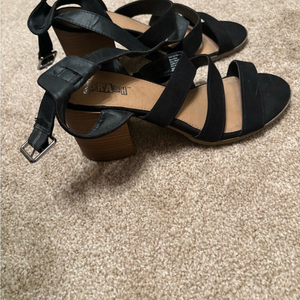 Black Strappy Block Heel Sandals